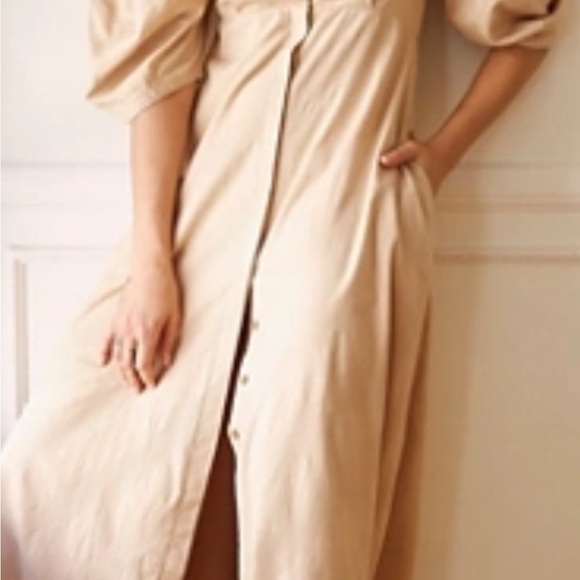 Free People Tan Puff Sleeve Sundress - Picture 2 of 8
